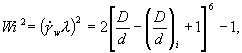 $Wi^2 =
(\dot{\gamma}_w\lambda)^2 = 2[(D/d)-(D/d)_i+1]^6-1$